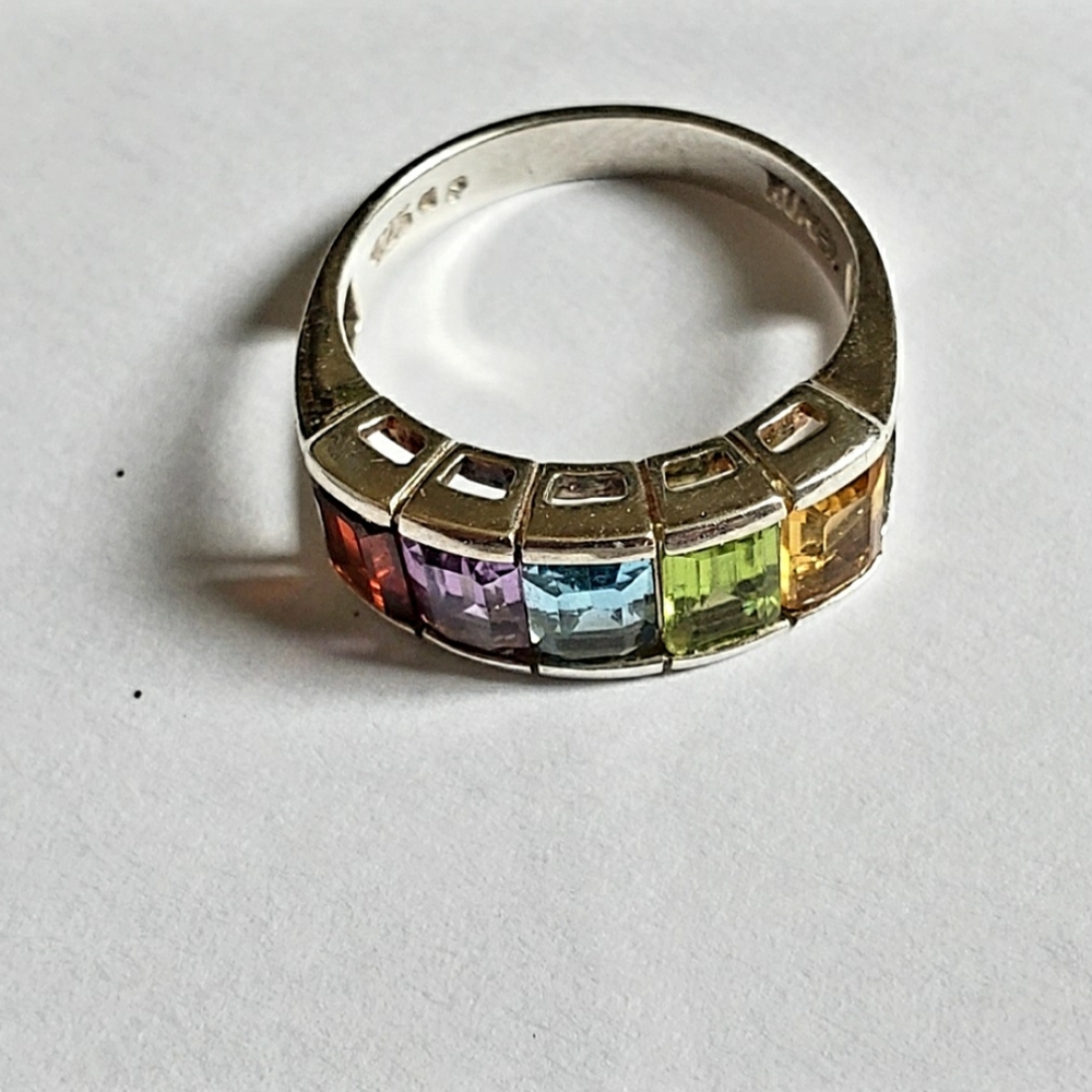 Sterling Silver Rainbow Crystal Ring